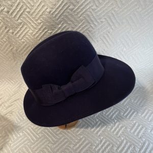 Chapeau Fedora/Borsalino feutre marine