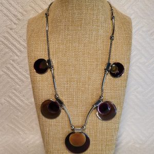 Collier cercles émaillés Bordeaux et orange