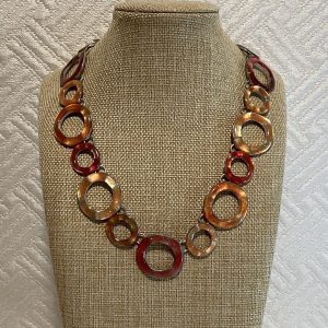 Collier cercles émaillés orangé