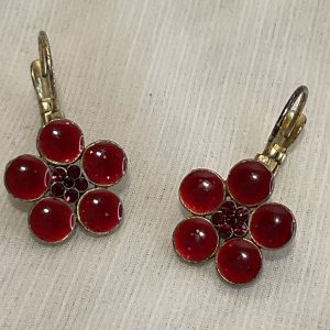 Boucles d'oreilles Marguerite pâte de verre rouge