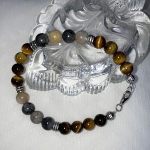 Bracelet Oeil de tigre Labradorite et Amazonite